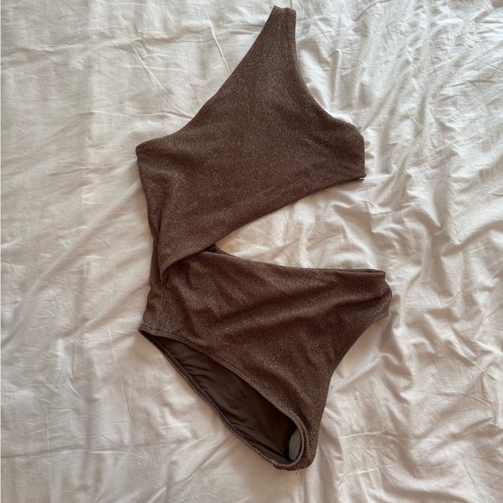 Beach Riot One-Shoulder Brown Shimmer Swimsuit - NWOT